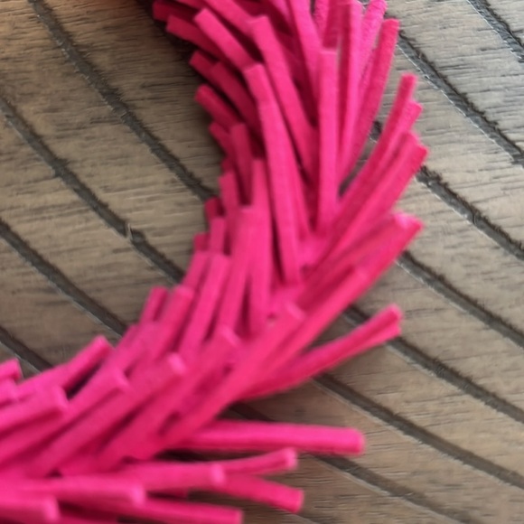 Hot Pink Hoop Fringe Earrings - Picture 2 of 4